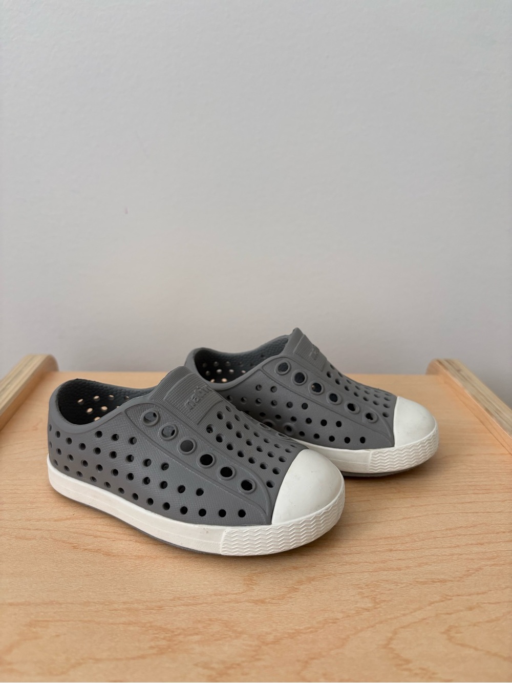Native Shoes Kids Grey Slip-On Water Sneakers with White Toe